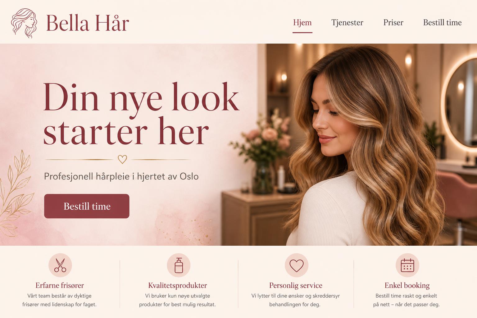 Nettside laget for frisørsalong